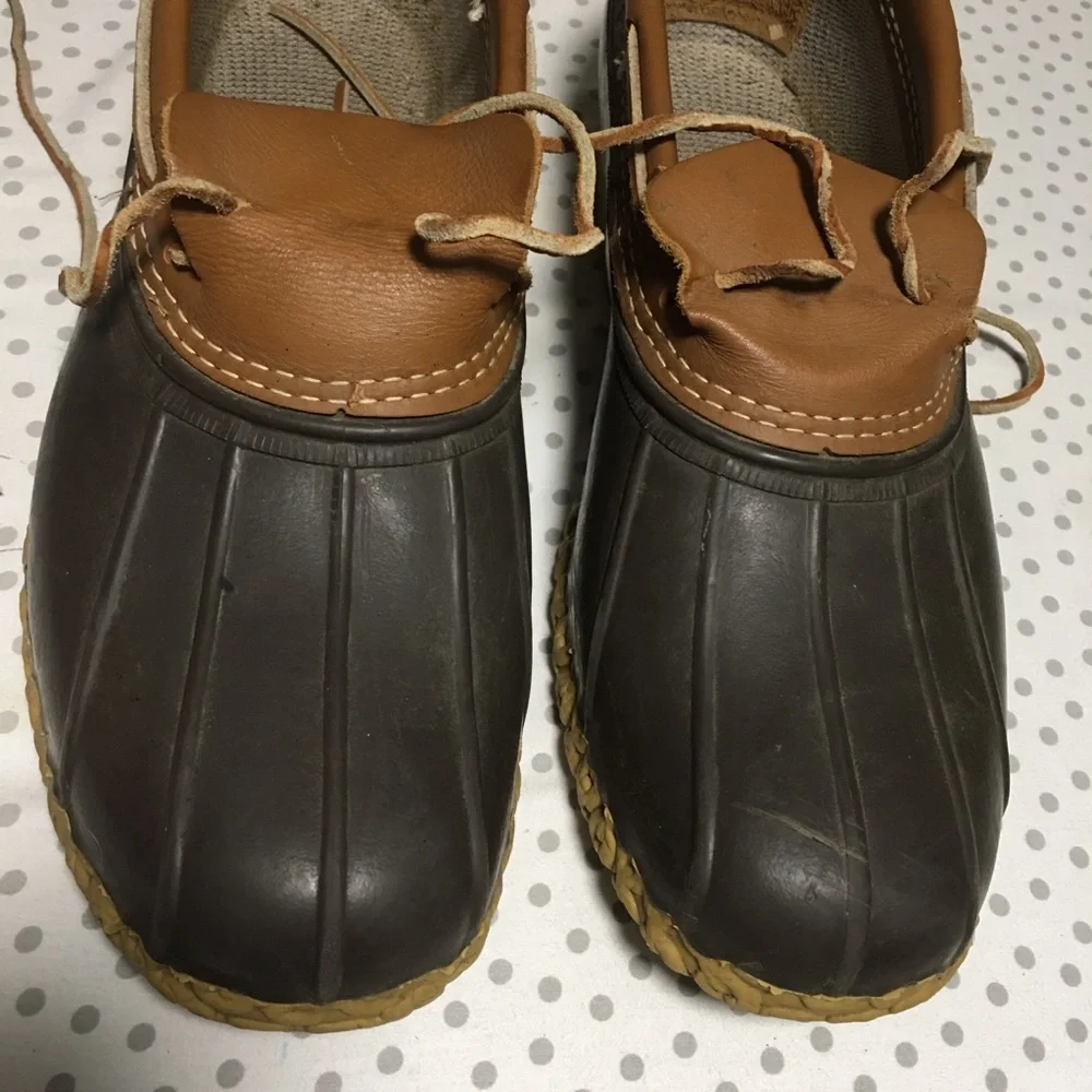 Vtg L.L. Bean Boots Moc original Duck Maine low top rubber waterproof brown